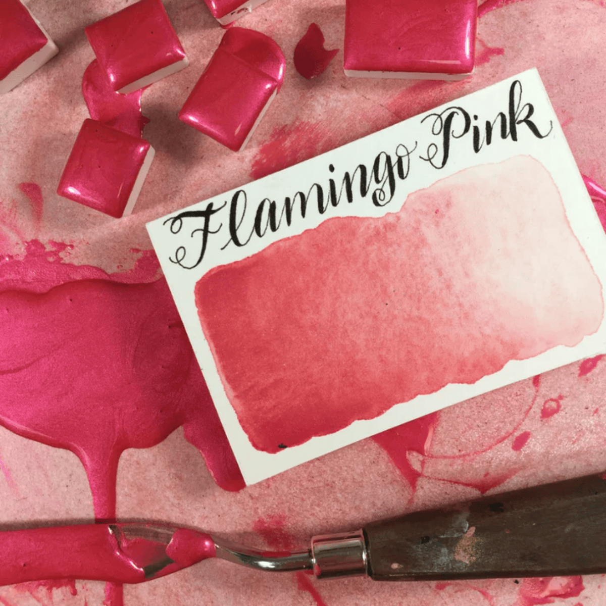 Stoneground Paint Co. Watercolour Pan Flamingo Pink - Pearlescent Stoneground - Watercolour Half Pans - Series 3