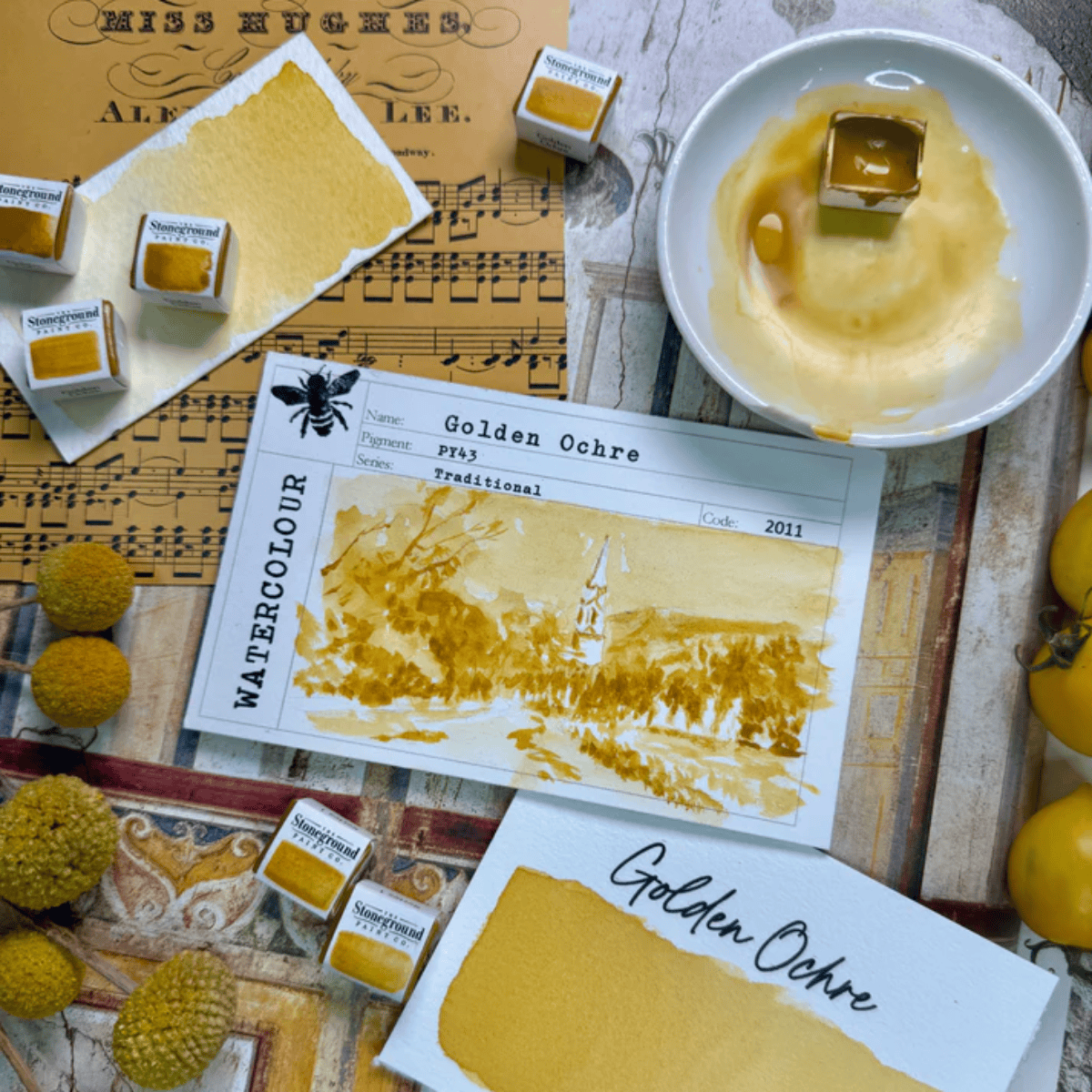 Stoneground Paint Co. Watercolour Pan Golden Ochre Stoneground - Watercolour Half Pans - Series 1