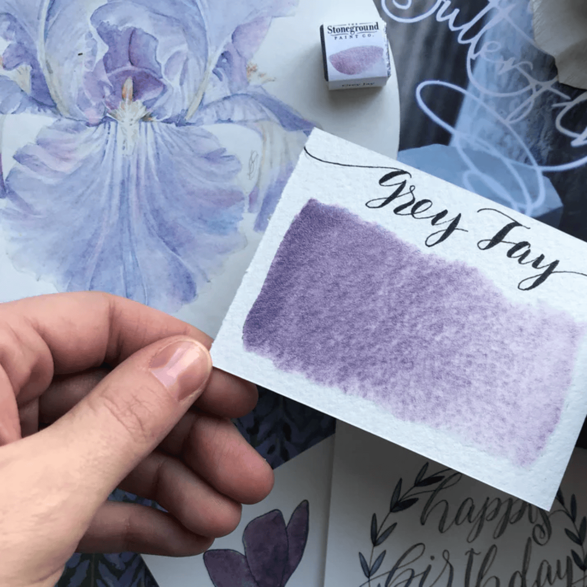 Stoneground Paint Co. Watercolour Pan Grey Jay - Pearlescent Stoneground - Watercolour Half Pans - Series 3