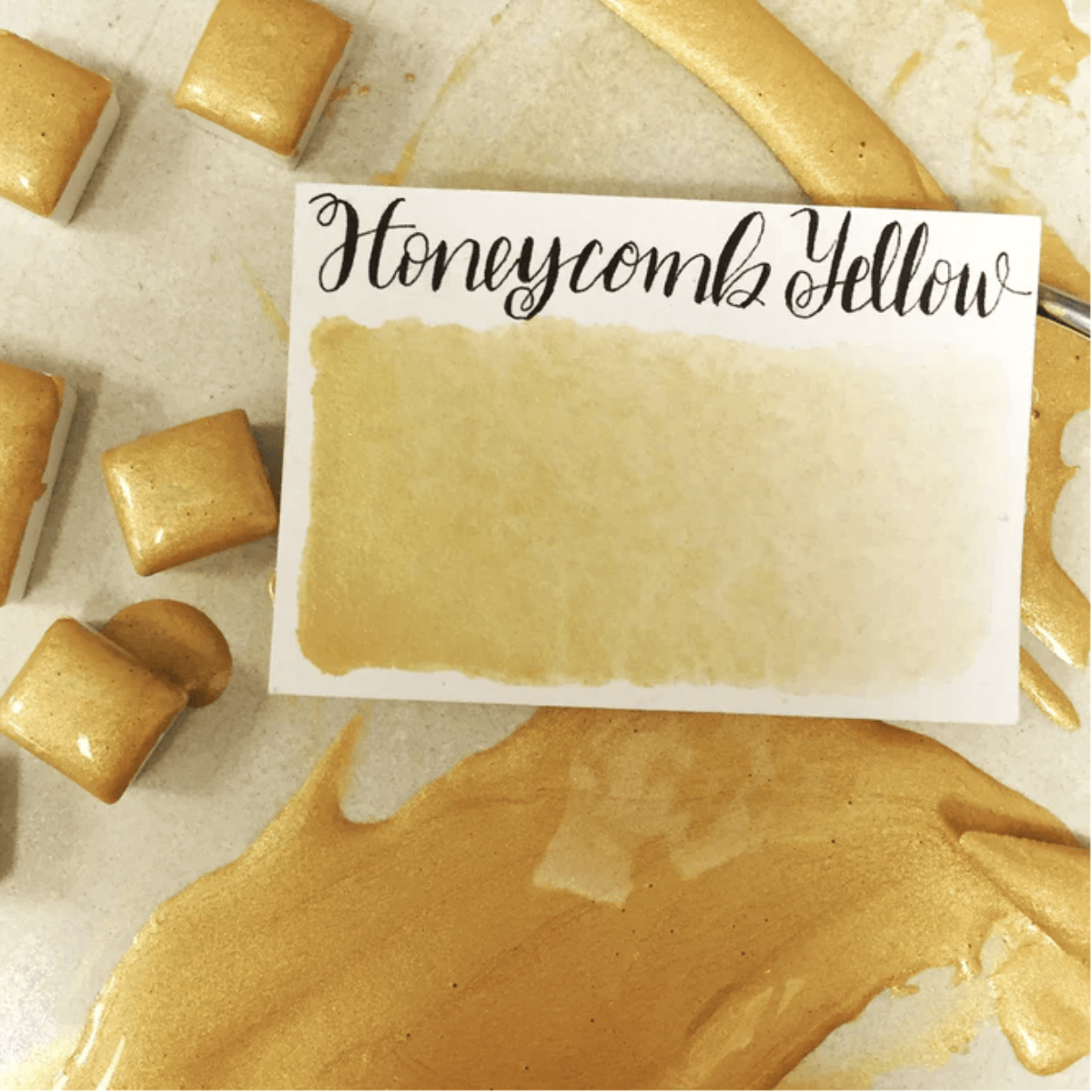 Stoneground Paint Co. Watercolour Pan Honeycomb Yellow - Pearlescent Stoneground - Watercolour Half Pans - Series 3