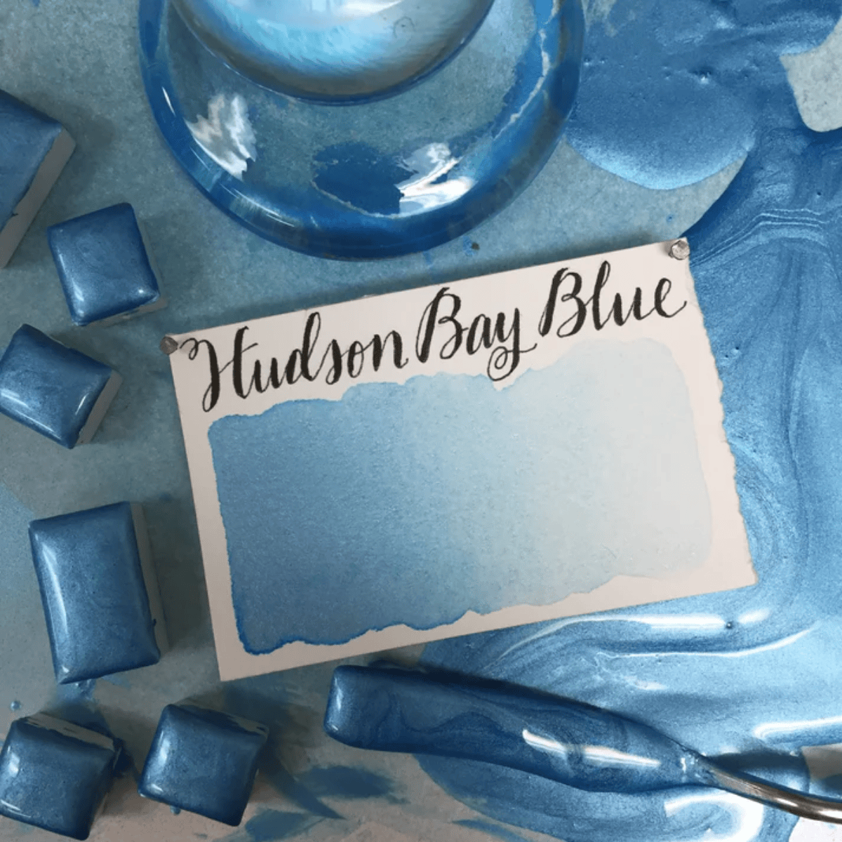 Stoneground Paint Co. Watercolour Pan Hudson Bay Blue - Pearlescent Stoneground - Watercolour Half Pans - Series 3
