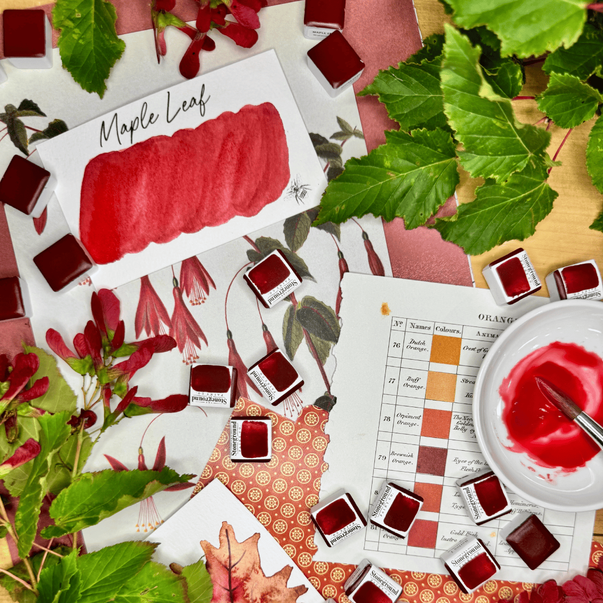 Stoneground Paint Co. Watercolour Pan Maple Leaf Red Stoneground - Watercolour Half Pans - Series 4