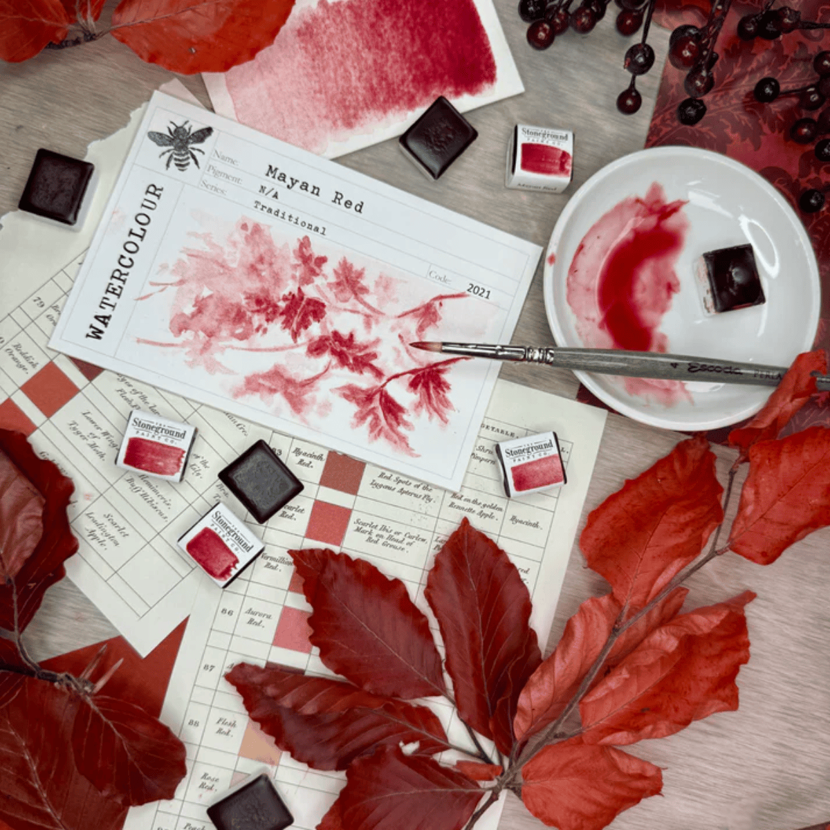 Stoneground Paint Co. Watercolour Pan Mayan Red Stoneground - Watercolour Half Pans - Series 1