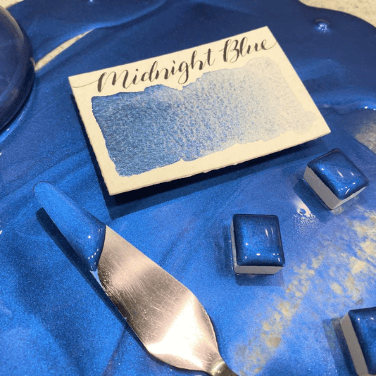 Stoneground Paint Co. Watercolour Pan Midnight Blue - Pearlescent Stoneground - Watercolour Half Pans - Series 3