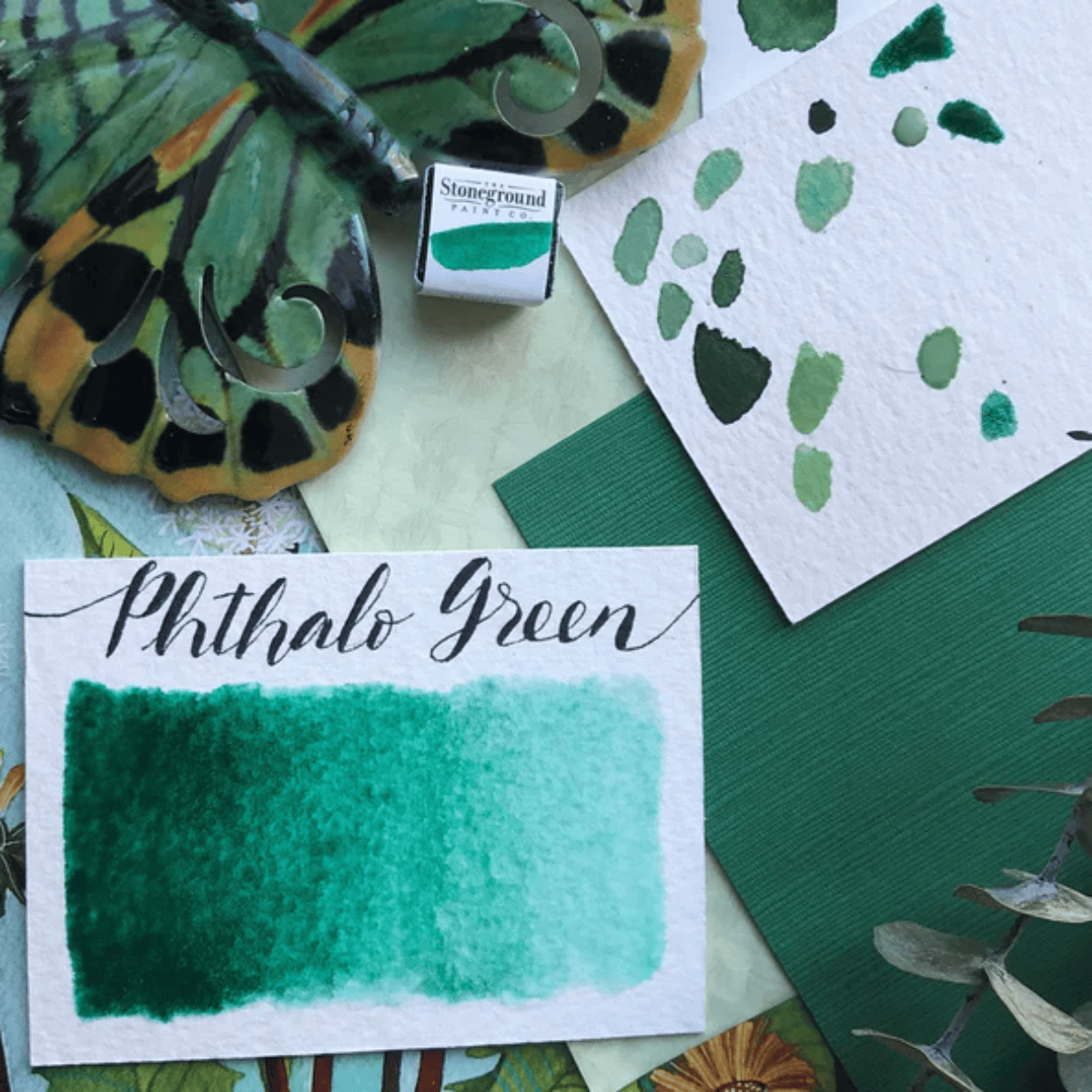 Stoneground Paint Co. Watercolour Pan Phthalo Green (Blue Shade) Stoneground - Watercolour Half Pans - Series 3