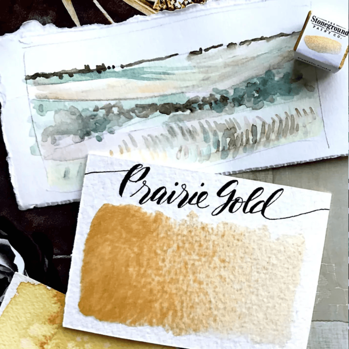 Stoneground Paint Co. Watercolour Pan Prairie Gold - Pearlescent Stoneground - Watercolour Half Pans - Series 3
