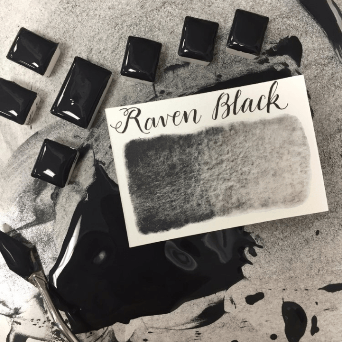 Stoneground Paint Co. Watercolour Pan Raven Black - Pearlescent Stoneground - Watercolour Half Pans - Series 3