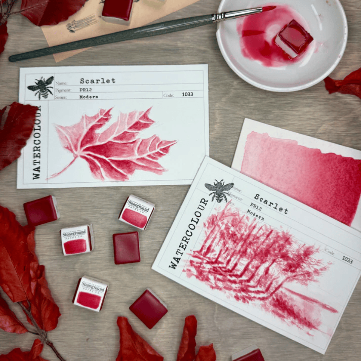 Stoneground Paint Co. Watercolour Pan Scarlet Stoneground - Watercolour Half Pans - Series 3