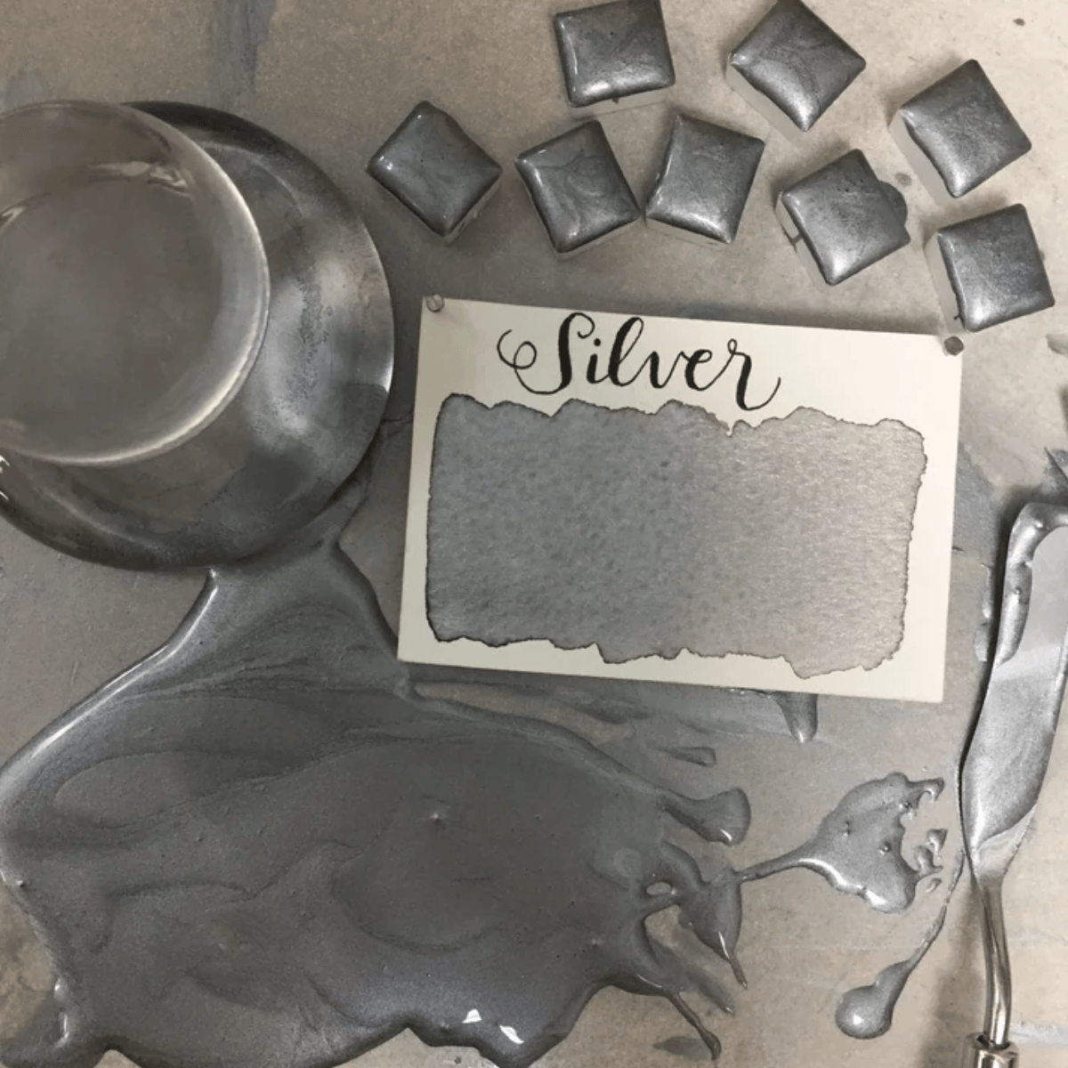 Stoneground Paint Co. Watercolour Pan Silver - Pearlescent Stoneground - Watercolour Half Pans - Series 3