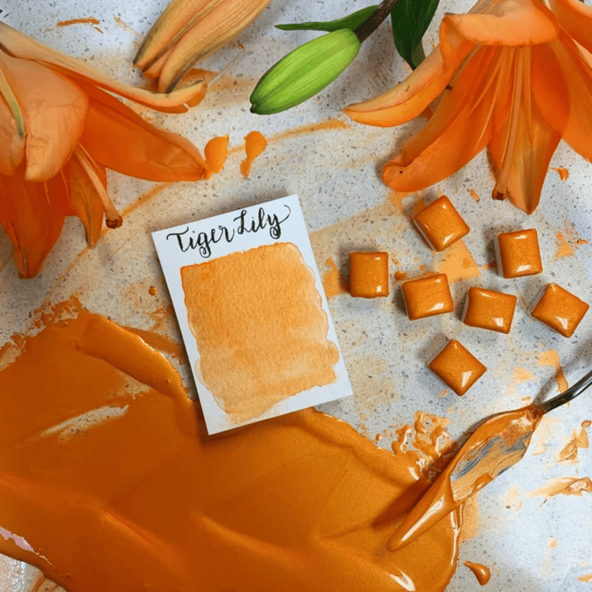Stoneground Paint Co. Watercolour Pan Tiger Lily - Pearlescent Stoneground - Watercolour Half Pans - Series 3