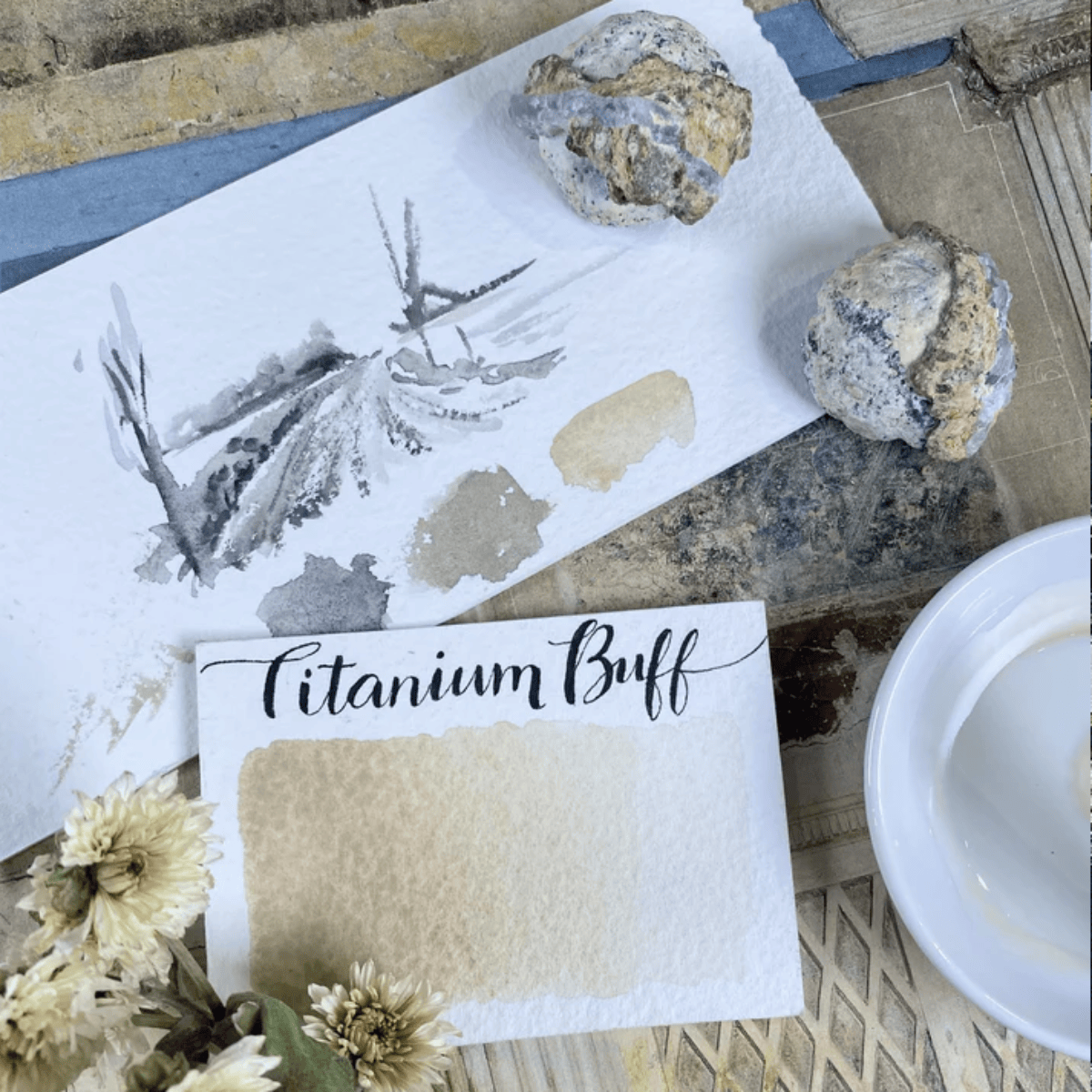 Stoneground Paint Co. Watercolour Pan Titanium Buff Stoneground - Watercolour Half Pans - Series 1