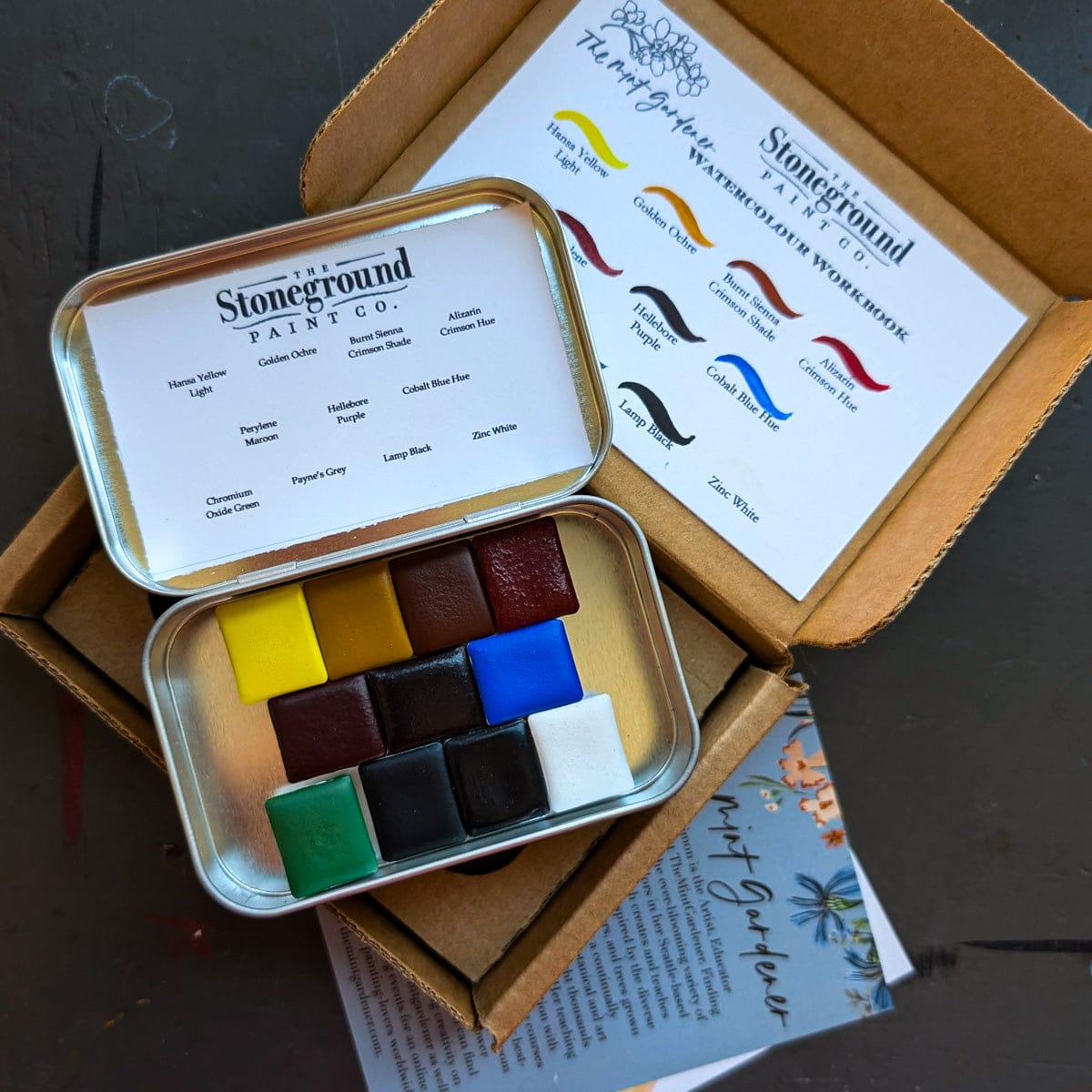 Stoneground Paint Co. Watercolour Set Stoneground - Watercolour Half Pans - Set of 11 Colours - Sarah Simon's Watercolour Workbook Palette