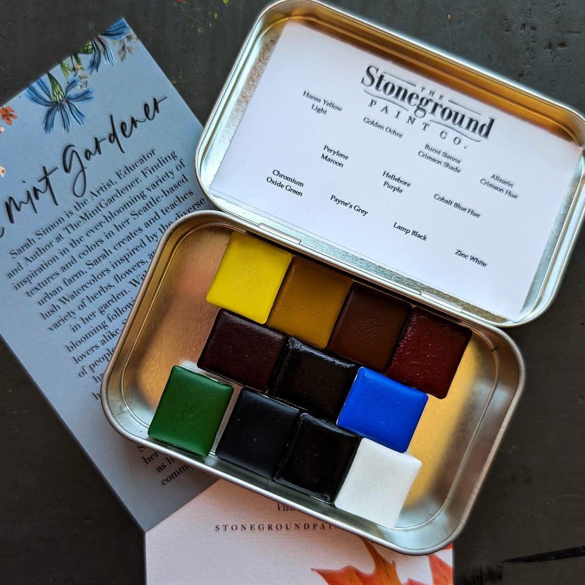 Stoneground Paint Co. Watercolour Set Stoneground - Watercolour Half Pans - Set of 11 Colours - Sarah Simon's Watercolour Workbook Palette