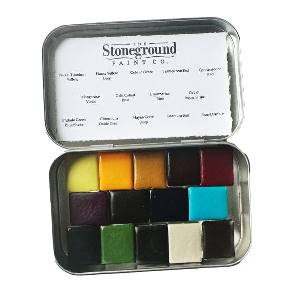 Stoneground Paint Co. Watercolour Set Stoneground - Watercolour Half Pans - Set of 14 Colours - Coastal