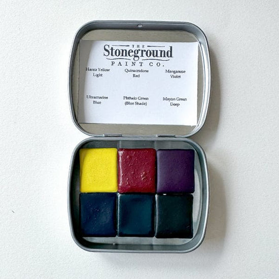 Load image into Gallery viewer, Stoneground Paint Co. Watercolour Set Stoneground - Watercolour Half Pans - Set of 6 Colours - Cool Botanical
