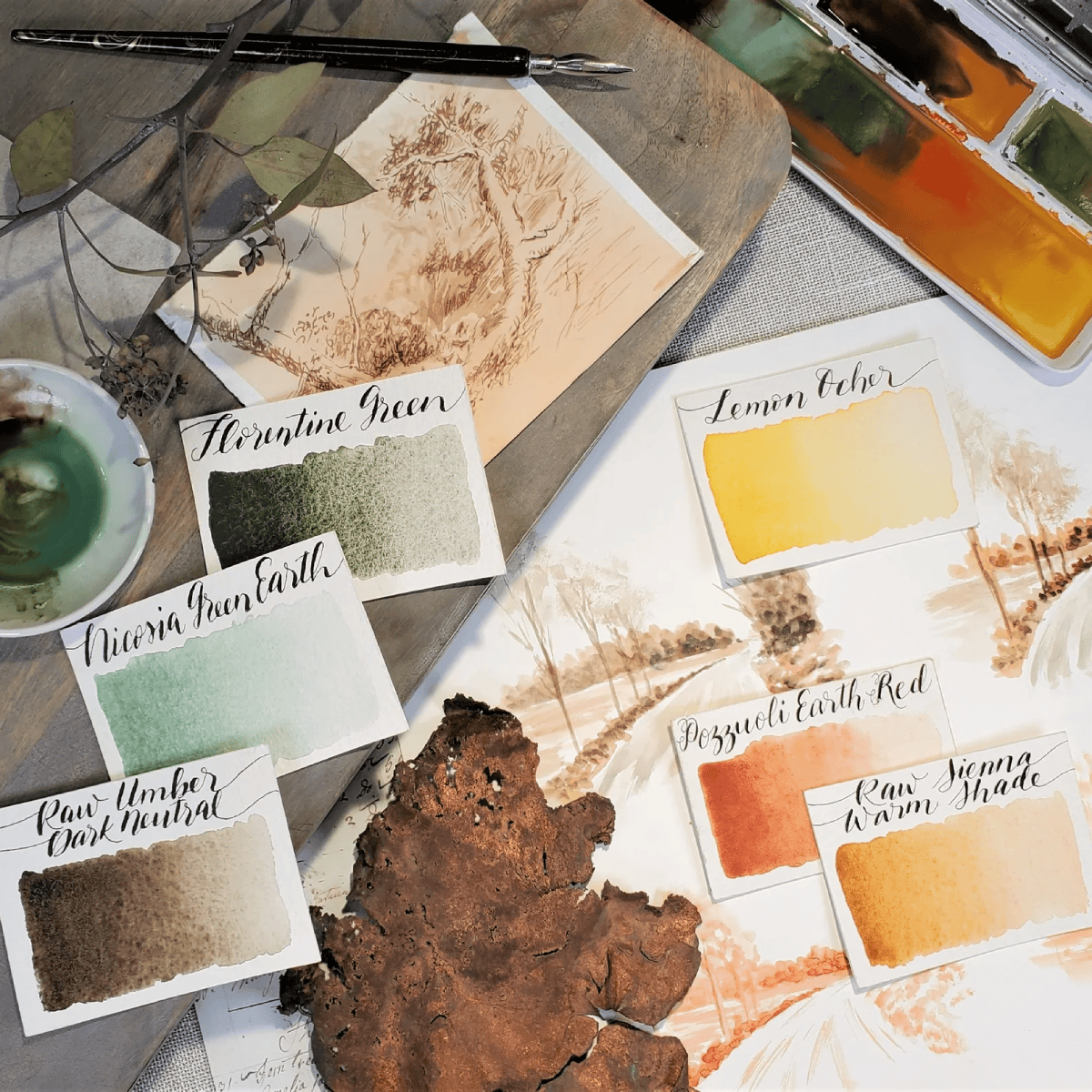 Stoneground Paint Co. Watercolour Set Stoneground - Watercolour Half Pans - Set of 6 Colours - Historic Palette