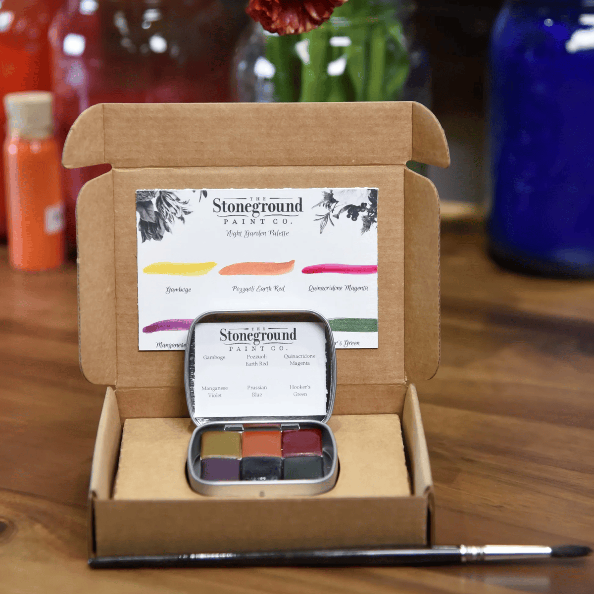 Stoneground Paint Co. Watercolour Set Stoneground - Watercolour Half Pans - Set of 6 Colours - Night Garden Palette