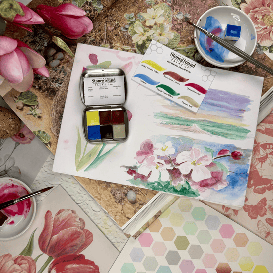 Stoneground Paint Co. Watercolour Set Stoneground - Watercolour Half Pans - Set of 6 Colours - Spring Palette