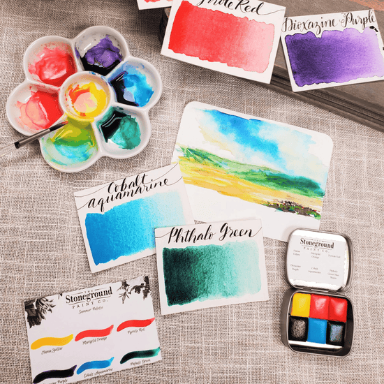 Stoneground Paint Co. Watercolour Set Stoneground - Watercolour Half Pans - Set of 6 Colours - Summer Palette