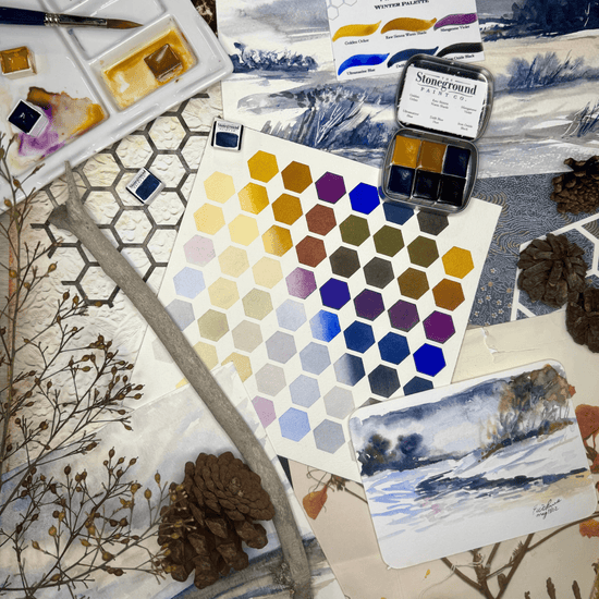 Stoneground Paint Co. Watercolour Set Stoneground - Watercolour Half Pans - Set of 6 Colours - Winter Palette
