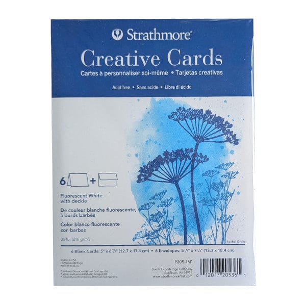 Strathmore Creative Cards Strathmore - Creative Cards - Fluorescent White with Deckle - 6 Pack - 5x6.875"