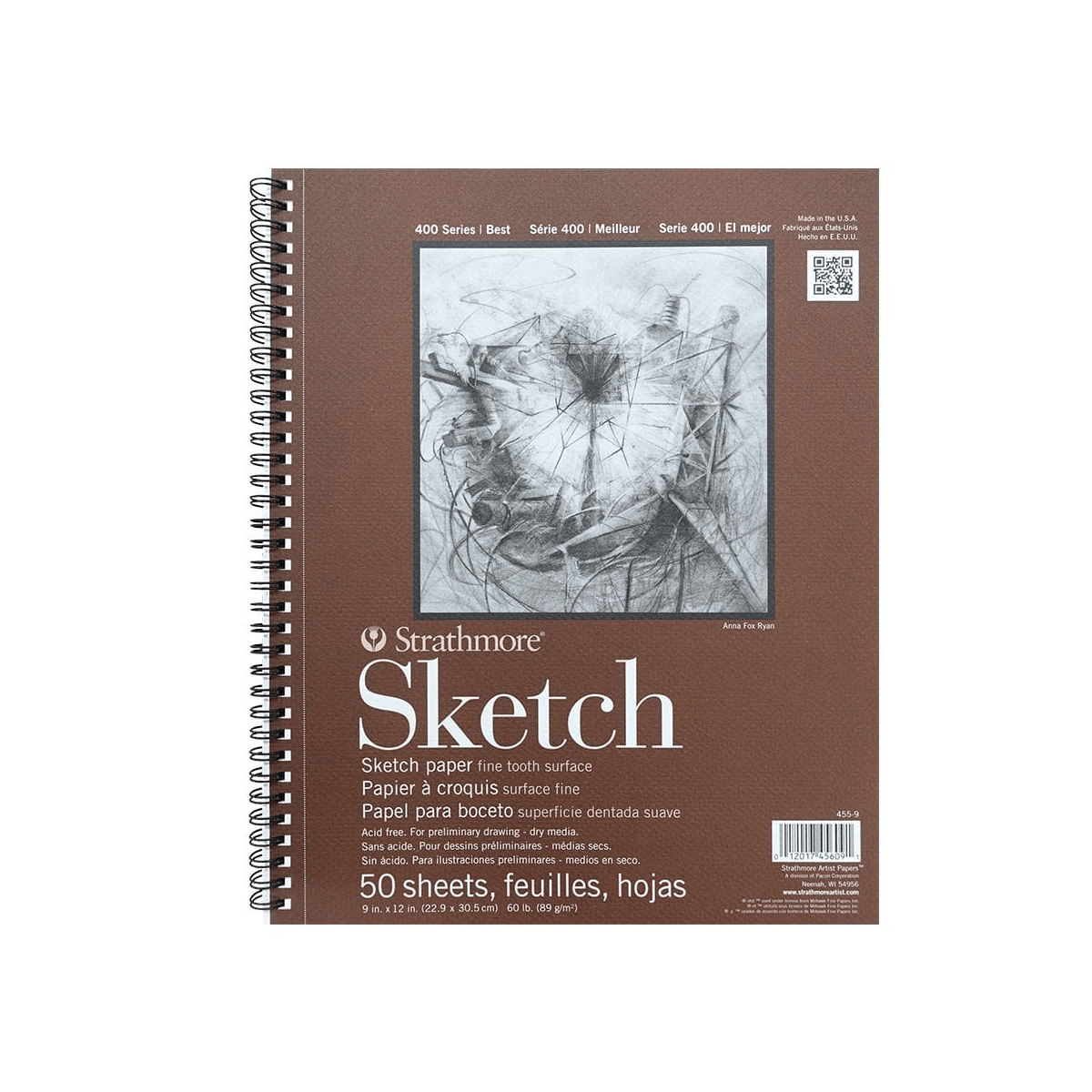 Strathmore Drawing Pad - Coil Bound Strathmore - 400 Series - Sketch Paper - 9x12" Coil Bound Pad - 50 Sheets