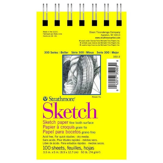 Strathmore Drawing Pad - Spiralbound Strathmore - 300 Series - Sketch Pad - Top-Coil Bound - 3.5x5"