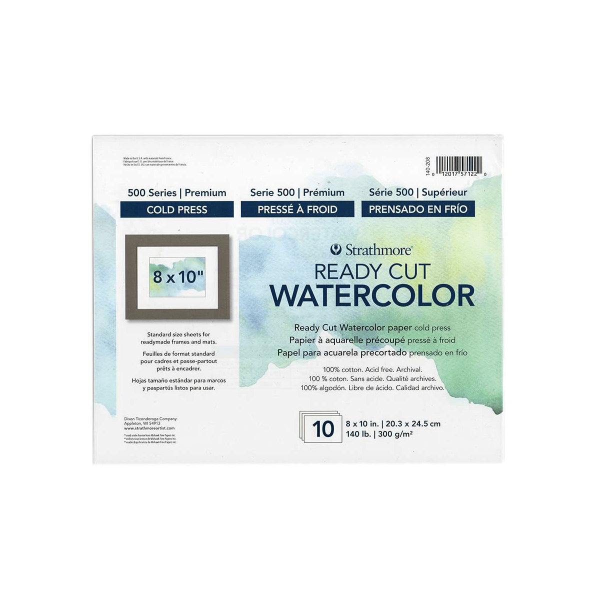 Strathmore Watercolour Paper Strathmore - 500 Series - Ready Cut Watercolour Paper - Cold Press - 8x10" Sheets - 10 Pack