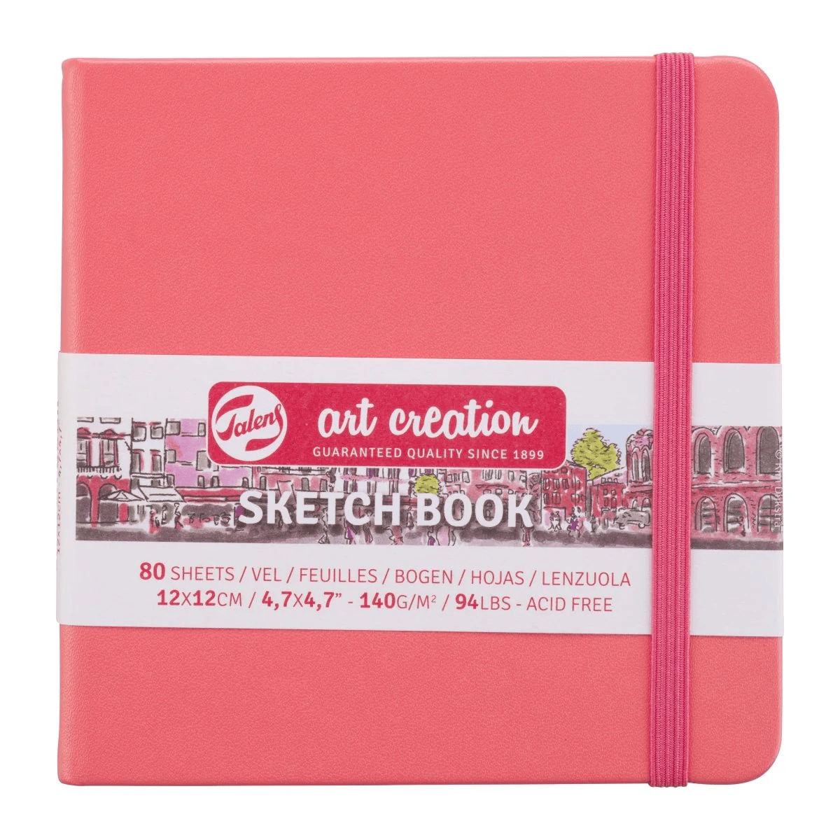 Talens Art Creation Sketchbook - Hardcover Coral Red Talens Art Creation - Sketch Book - 12x12cm - Square