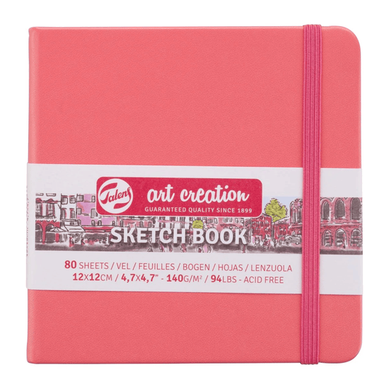 Talens Art Creation Sketchbook - Hardcover Coral Red Talens Art Creation - Sketch Book - 12x12cm - Square