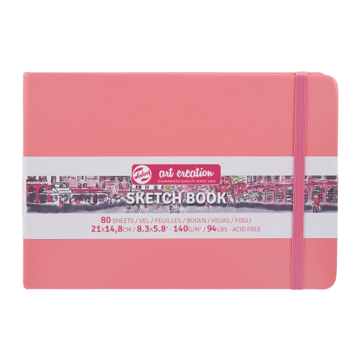 Talens Art Creation Sketchbook - Hardcover Coral Red Talens - Art Creation - Sketch Book - 21x14.8cm - Landscape