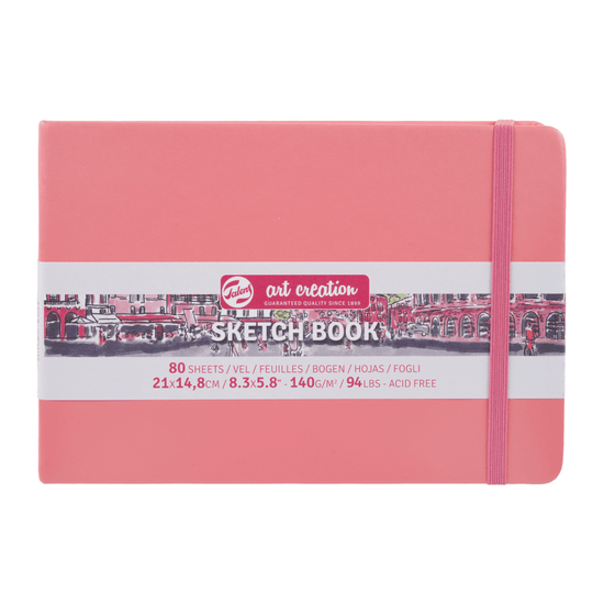 Talens Art Creation Sketchbook - Hardcover Coral Red Talens - Art Creation - Sketch Book - 21x14.8cm - Landscape
