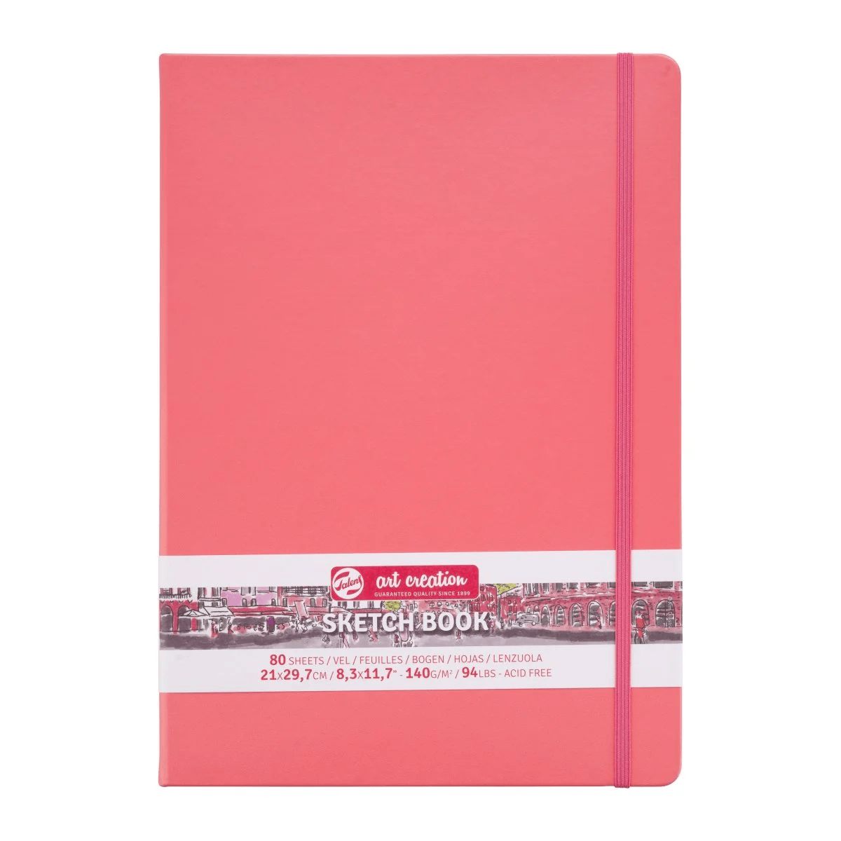 Talens Art Creation Sketchbook - Hardcover Coral Red Talens - Art Creation - Sketch Book - 21x29.7cm - Large Profile