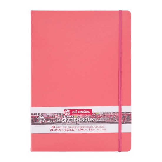 Talens Art Creation Sketchbook - Hardcover Coral Red Talens - Art Creation - Sketch Book - 21x29.7cm - Large Profile