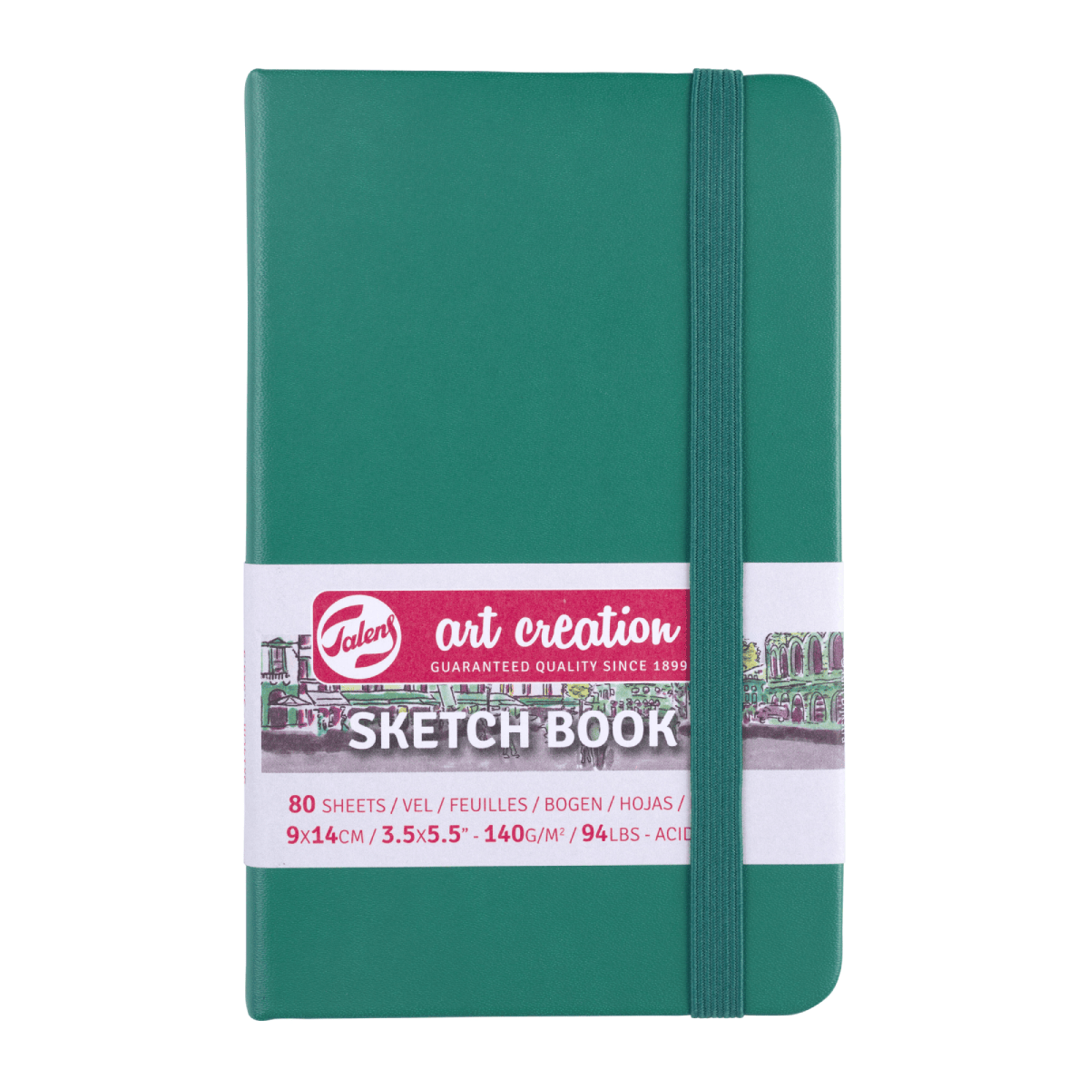 Talens Art Creation Sketchbook - Hardcover Forest Green Talens - Art Creation - Sketch Book - 9x14cm - Small Profile
