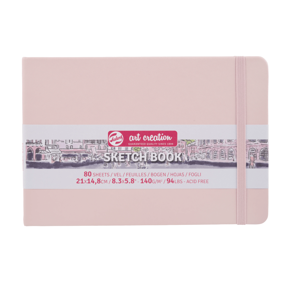 Talens Art Creation Sketchbook - Hardcover Pastel Pink Talens - Art Creation - Sketch Book - 21x14.8cm - Landscape