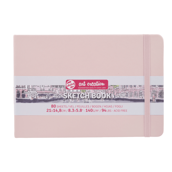 Talens Art Creation Sketchbook - Hardcover Pastel Pink Talens - Art Creation - Sketch Book - 21x14.8cm - Landscape