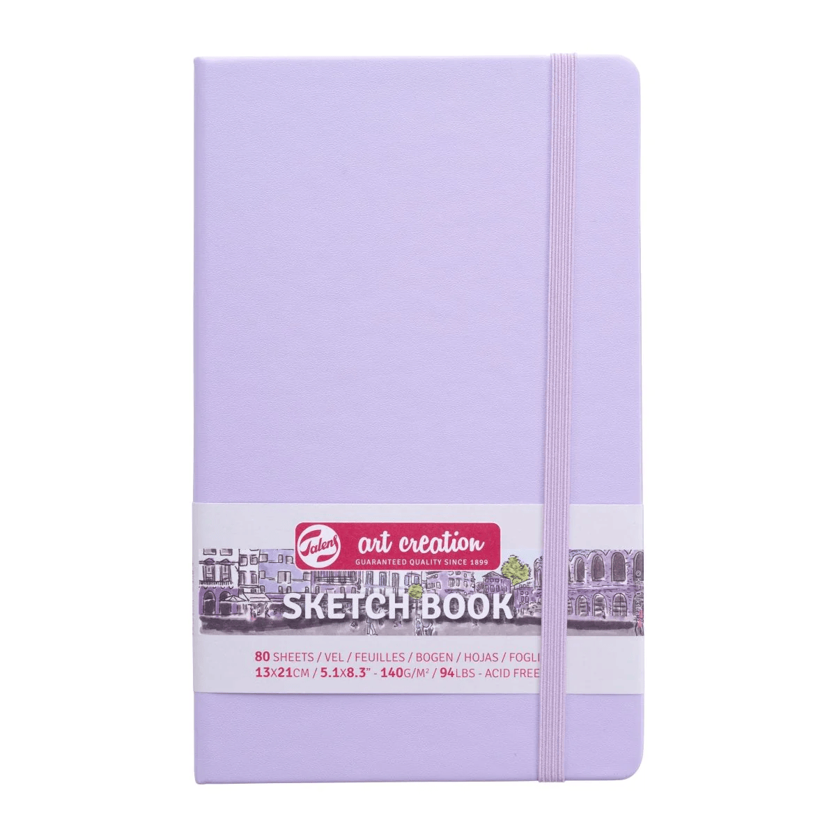 Talens Art Creation Sketchbook - Hardcover Pastel Violet Talens - Art Creation - Sketch Book - 13x21cm - Profile