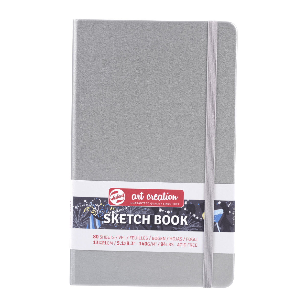 Talens Art Creation Sketchbook - Hardcover Shiny Silver Talens - Art Creation - Sketch Book - 13x21cm - Profile