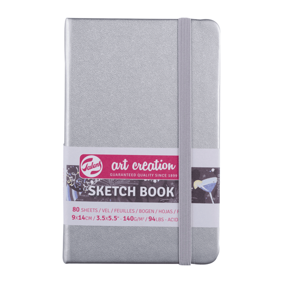Talens Art Creation Sketchbook - Hardcover Shiny Silver Talens - Art Creation - Sketch Book - 9x14cm - Small Profile