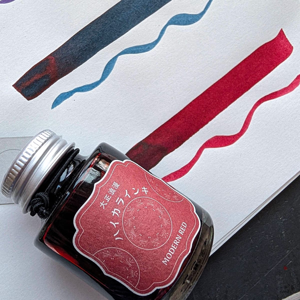 Teranishi Chemical Industry Co. Calligraphy Ink Modern Red Guitar - Taisho Romance - High Colour Fountain Pen Ink - 40mL Bottles