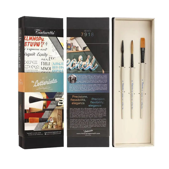 Tintoretto Synthetic Brush Set Tintoretto - Signature Artist Kit: Il Letterista - 3 Piece Watercolour Brush Set - Item #7918