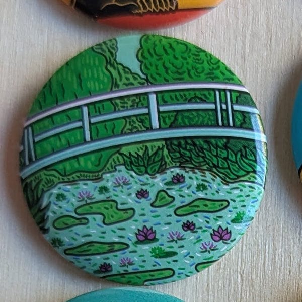 Today is Art Day Button pins Bridge over a Pond of Water Lilies Today is Art Day - Famous Art Pin-Back Buttons