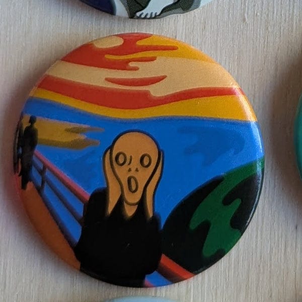 Today is Art Day Button pins The Scream Today is Art Day - Famous Art Pin-Back Buttons