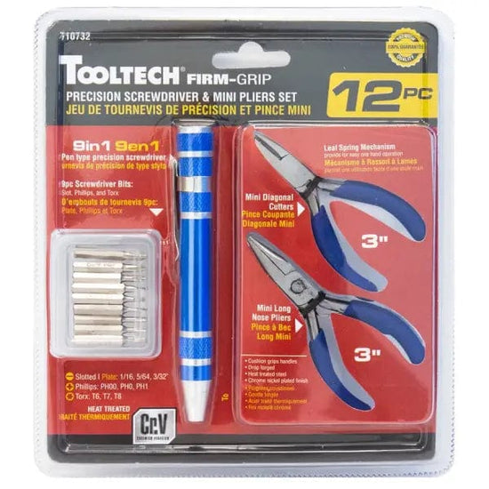 Toolway Tool Tooltech - Precision Screwdriver & Mini Pliers Set - 12 Pieces