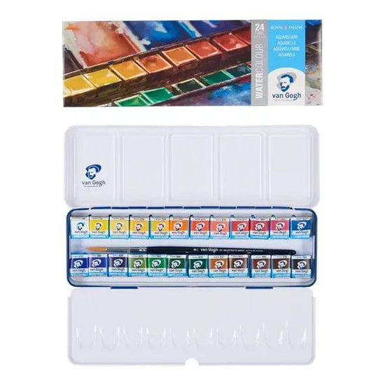 Van Gogh Watercolour Set Van Gogh - Watercolour Half Pans - 24 Colours in Travel Tin