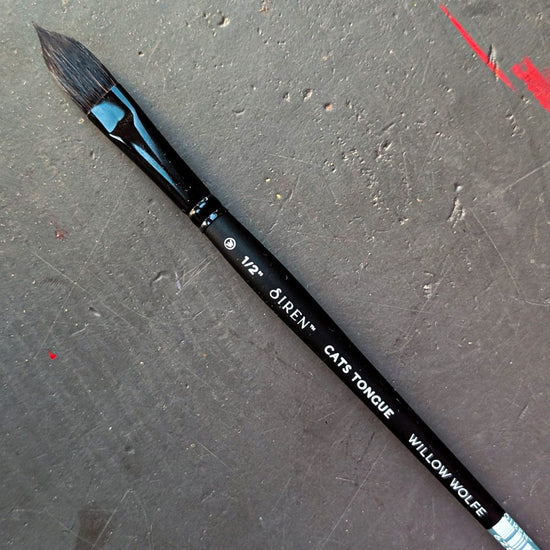 Willow Wolfe Synthetic Brush 1/2" Willow Wolfe - Siren Artist Brushes - Series 1100 - Cat's Tongues