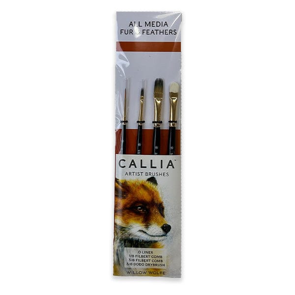 Willow Wolfe Synthetic Brush Set Willow Wolfe - Callia Artist Brushes - All Media Fur & Feather - 4 Brush Set - Item #1200SET1200