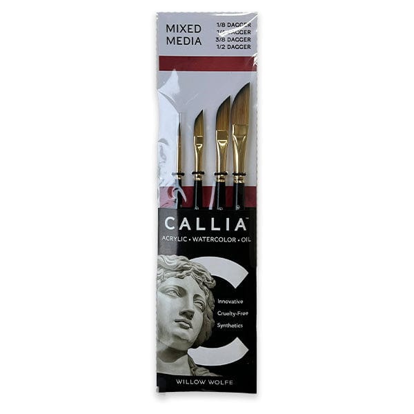 Willow Wolfe Synthetic Brush Set Willow Wolfe - Callia Artist Brushes - Mixed Media Daggers - 4 Brush Set - Item #1200SET800