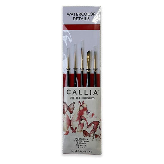 Willow Wolfe Synthetic Brush Set Willow Wolfe - Callia Artist Brushes - Watercolour Details - 5 Brush Set - Item #1200SET1000